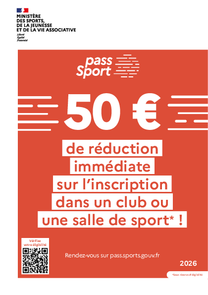 Flyer du Pass Sport donnant les indications d'inscription a voir également sur le site internet