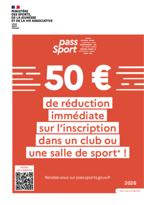 Flyer du Pass Sport donnant les indications d'inscription a voir également sur le site internet