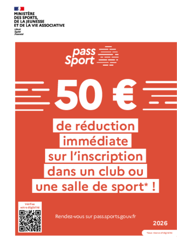 Flyer du Pass Sport donnant les indications d'inscription a voir également sur le site internet