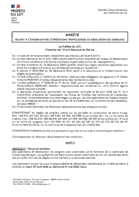 Autorisation de régulation des sangliers