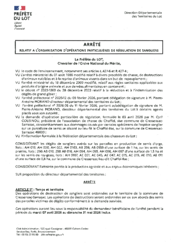 Autorisation de régulation des sangliers