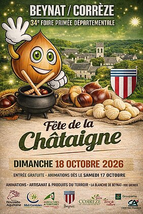 Affiche pour la fête de la châtaigne à Beynat le 18 10 2026