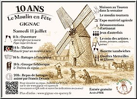 Affiche des 10 ans du moulin de Gignac le 11 07 2026