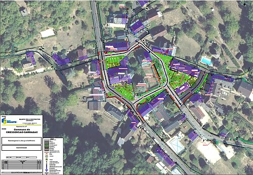 Plan de l'opération coeur de village à Sarrazac
