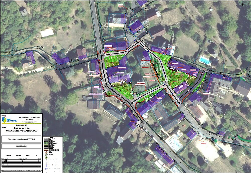Plan de l'opération coeur de village à Sarrazac