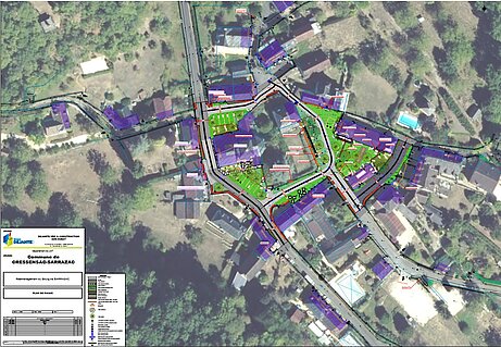 Plan de l'opération coeur de village à Sarrazac