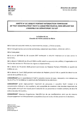 Arrêté interdisant les rassemblements non déclarés durant le mois d'avril
