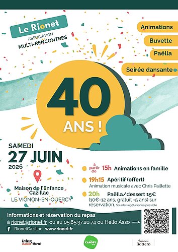 Affiche pour la fête des 40 ans du Rionet le 27 juin 2026