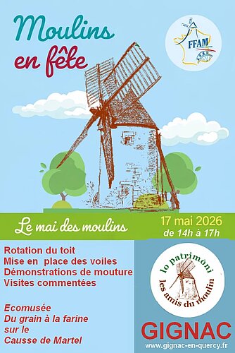 Affiche de la journée européenne des moulins à Gignac