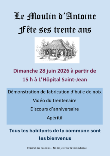 Affiche du trentième anniversaire du moulin d'Antoine