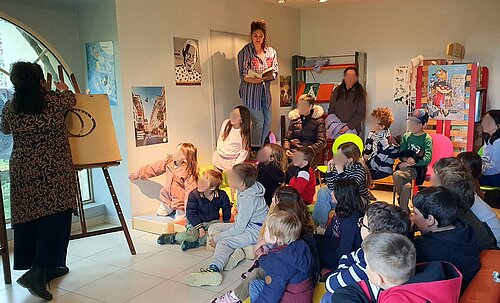 Les enfants lors du spectacle les Inouïes à la médiathèque