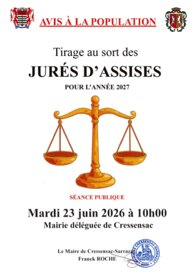 Affiche pour le tirage au sort des jurés d'assises le 23 juin 2026