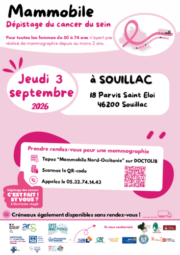 Affiche pour la mammobile à Souillac le 03 septembre 2026