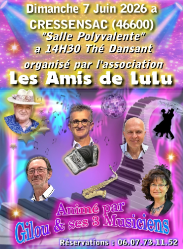 Affiche thé dansant le 07 06 2026 à Cressensac