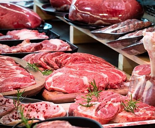 Photo étalage de viande