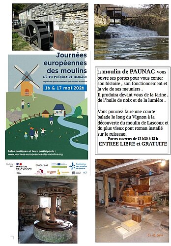 Affiche pour la jounée des Moulins à Paunac (Le Vignon en Quercy)