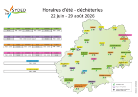 Infographie des horaires des déchèteries durant l'été