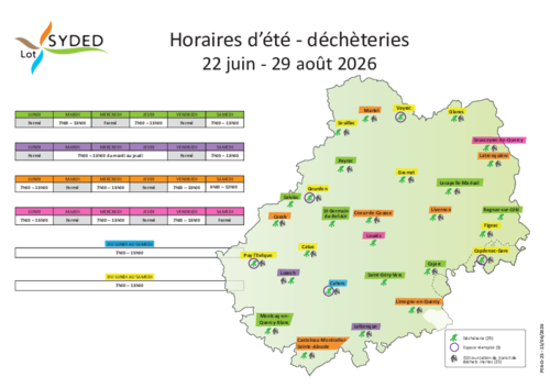 Infographie des horaires des déchèteries durant l'été