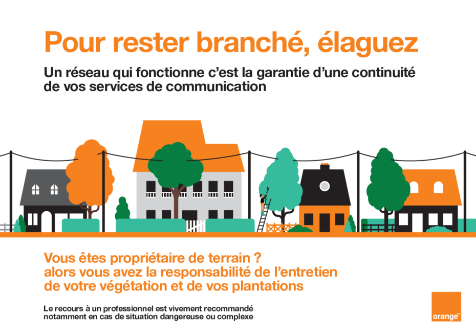Affiche pour l'élagage près des ligne téléphoniques Orange