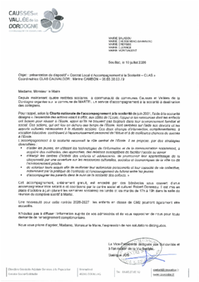 Courrier sur l'accomâgnement des collégiens à Martel