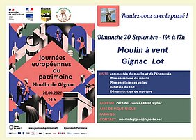 Journée du patrimoine au moulin de Gignac avec mise au vent