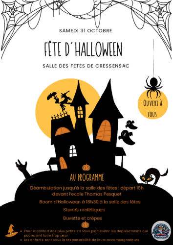 Fête d'Halloween samedi 31 octobre 