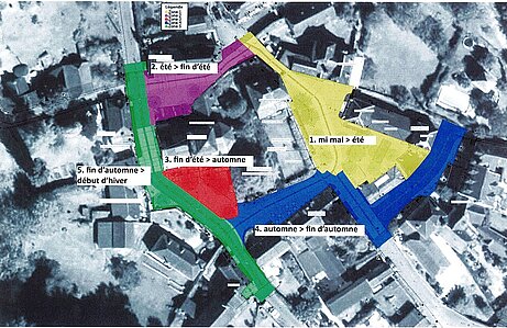 Plan du phasage de l'opération coeur de village à Sarrazac