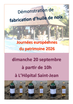 Journée du patrimoine au Moulin d'Antoine avec démonstration d'huile de noix