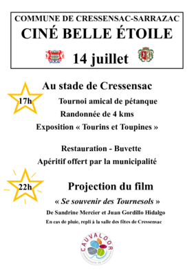 Affiche pour le Ciné Belle Etoile et les animations annexes