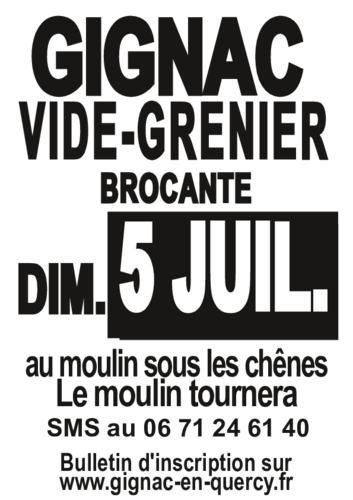 Affiche du vide-greniers à Gignac sous les chênes