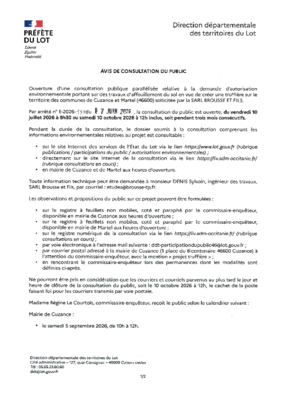 Consultation publique de travaux envionnementaux