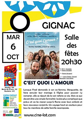 Affiche cinéma à Gignac "C'est quoi l'amour"" le 06 octobre 2026