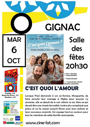Affiche cinéma à Gignac "C'est quoi l'amour"" le 06 octobre 2026