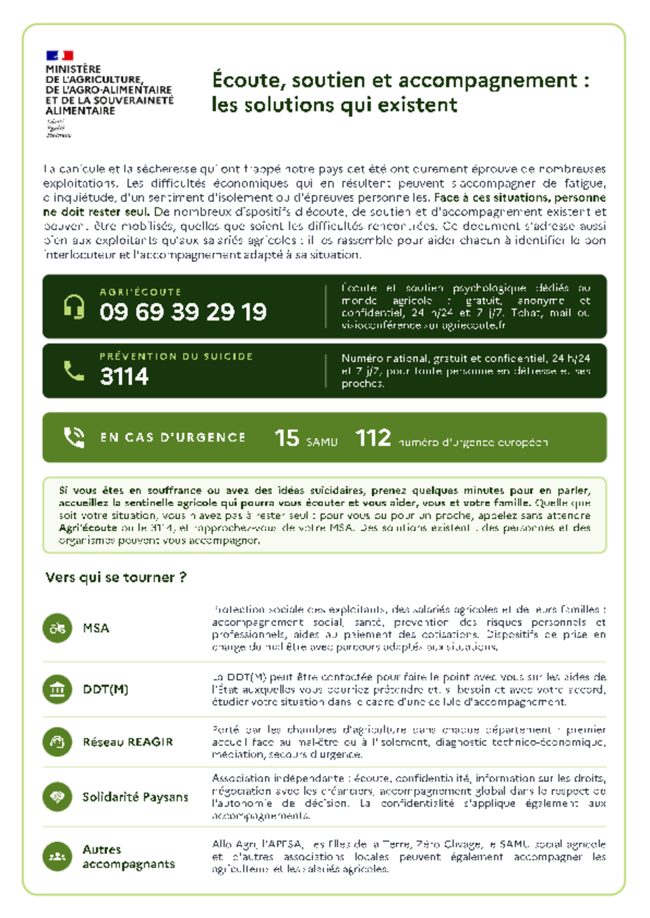 Fiche du dispositif d'accompagnement des agiculteurs